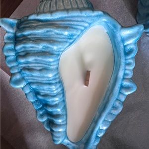 Blue Seashell Candle with Wooden Wick